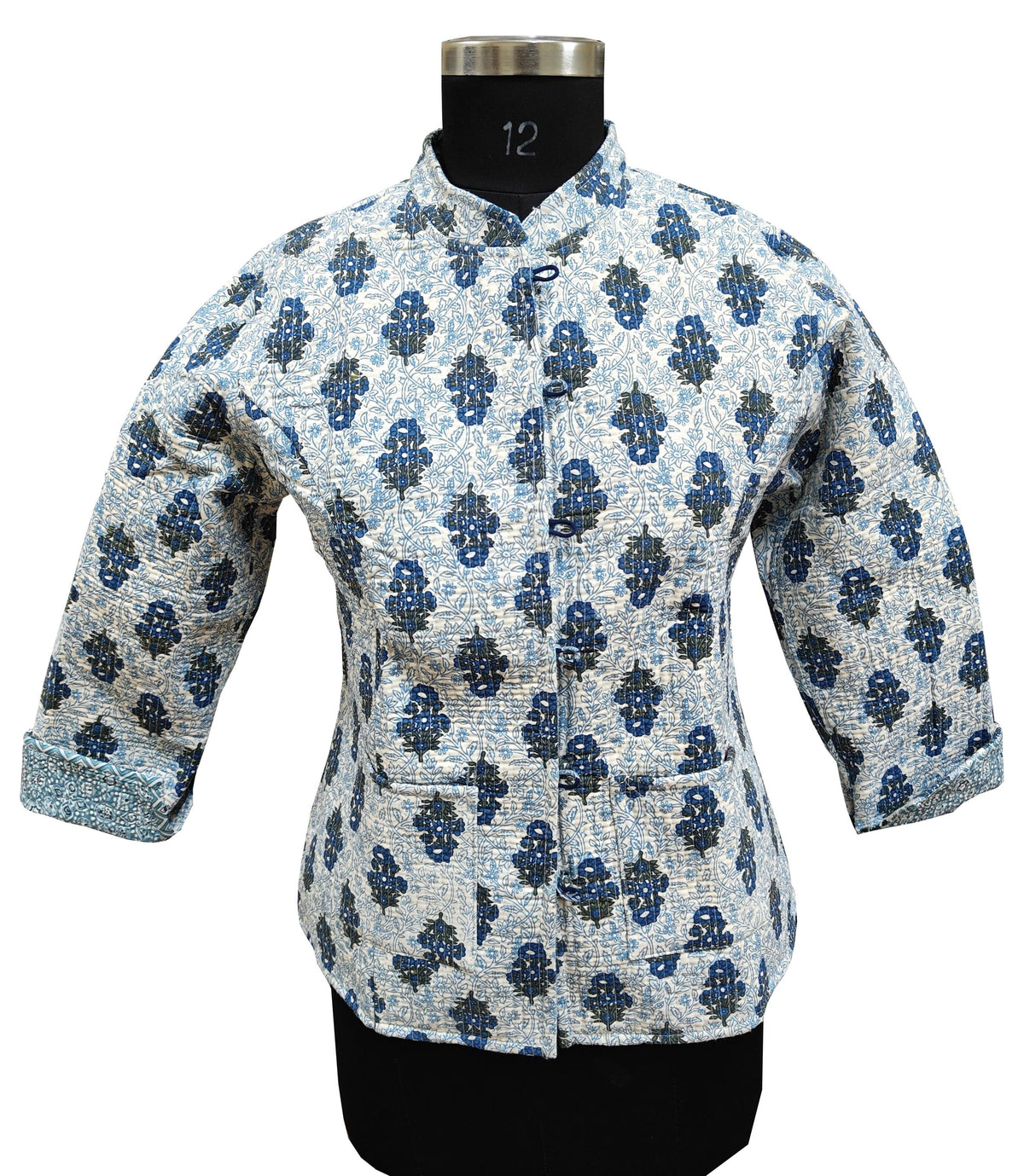 Quilted Reversible Hand Block Printed Boho Jacket – Indian Vintage Handmade Full Sleeve Coat for Women