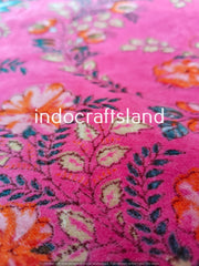 Indian Pink Floral Print Velvet Fabric – Cotton Velvet by Yard & Meter for Upholstery & Table Cloth