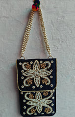 Indian Designer Mobile Phone Purse – Silk Phone Sleeve with Waist Clip & Handwork Saree Hook