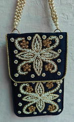 Indian Designer Mobile Phone Purse – Silk Phone Sleeve with Waist Clip & Handwork Saree Hook
