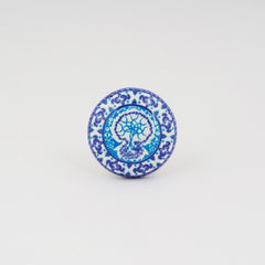 Turquoise Floral Design Boho Hippie Painted Ceramic Knobs – Blue Drawer Pull Handle Set