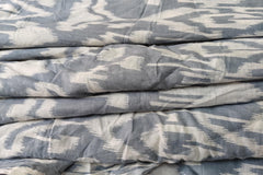 Indian Gray Ikat Print Boho Fabric – 100% Cotton Cloth by 5 Yards for Curtains & Dressmaking