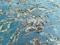 Gray Floral Print Velvet Fabric – Cotton Velvet Upholstery Fabric by Yard for Tablecloth & Decor