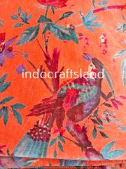Indian Floral Boho Velvet Fabric – Cotton Velvet by Yard & Meter for Upholstery & Table Cloth